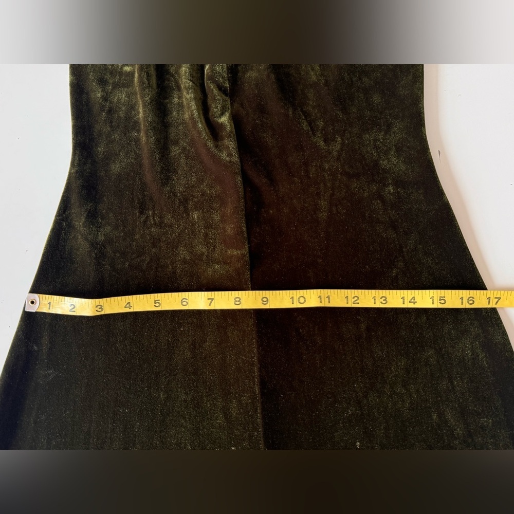 bruno duluc for kush green goth punk velvet velour v neck stretch maxi dress - Picture 11 of 14